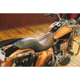 RSD - FLATOUT ENZO 2-UP SEAT - BLACK W/ BROWN RAISED DETAILING - '08-'20 TOURING