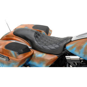 RSD - BOSS 2-UP SEAT  - BLACK W/ BLACK PERFORATED DIAMOND STITCH - '08-'20 TOURING