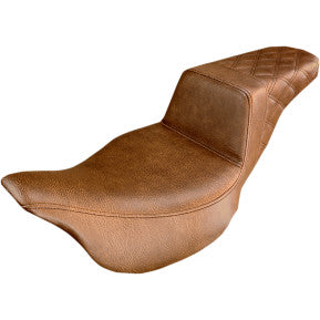 SADDLEMEN - STEP UP SEAT - BROWN - REAR LATTICE STITCH - '08-'23 TOURING