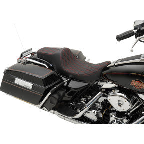 DRAG - PREDATOR III SEAT - DOUBLE DIAMOND STITCH, RED THREAD - '99-'07 TOURING