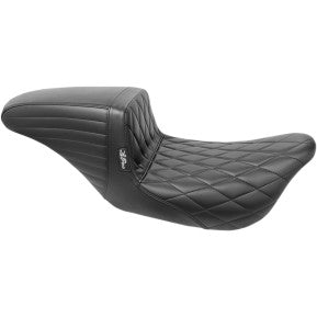 LE PERA - KICKFLIP DADDY LONG LEGS SOLO SEAT - BLACK, DOUBLE DIAMOND STITCH - '08-'21 TOURING