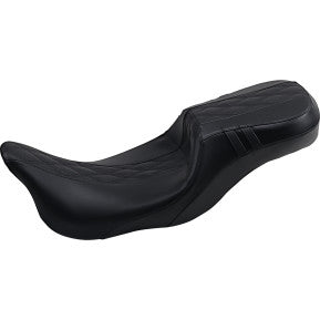 LE PERA - OUTCAST DADDY LONG LEGS SEAT - BLACK 2-UP SEAT W/ BLACK DOUBLE DIAMOND INLAY - '08-'21 TOURING