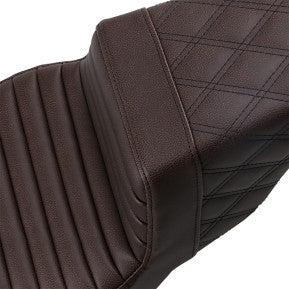 SADDLEMEN - STEP UP SEAT - DARK BROWN - FRONT TUCK & ROLL AND REAR LATTICE STITCH - '08-'23 TOURING