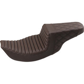 SADDLEMEN - STEP UP SEAT - BROWN - FRONT TUCK & ROLL, REAR LATTICE STITCH - '97-'07 TOURING