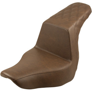 SADDLEMEN - STEP UP SEAT - BROWN, REAR LATTICE STITCH - '18-20 FXLR & FLSB