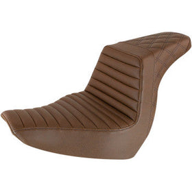 SADDLEMEN - STEP UP SEAT - BROWN, FRONT TUCK & ROLL, REAR LATTICE STITCH - '18 FXLR & FLSB