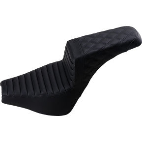 SADDLEMEN - STEP UP SEAT - BLACK, FRONT TUCK & ROLL, REAR LATTICE STITCHED - '18-20 FXBB & FXST