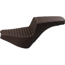 SADDLEMEN - STEP UP SEAT - BROWN, FRONT TUCK & ROLL, REAR LATTICE STITCHED - '18-20 FXBB