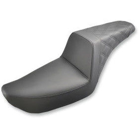 SADDLEMEN - STEP UP SEAT - BLACK, REAR LATTICE STITCH - '04-05 DYNA