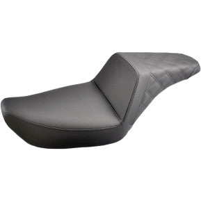 SADDLEMEN - STEP UP SEAT - BLACK, REAR LATTICE STITCH - '96-03 FXD