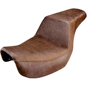SADDLEMEN - STEP UP SEAT - BROWN, REAR LATTICE STITCHED - '06-17 DYNA