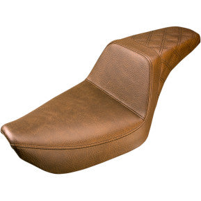 SADDLEMEN - STEP UP SEAT - BROWN, REAR LATTICE STITCH - '99-03 DYNA