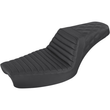 SADDLEMEN | STEP UP SEAT - BLACK - FRONT TUCK N ROLL, REAR LATTICE - '96-03 DYNA