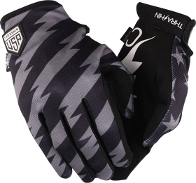 THRASHIN SUPPLY CO. Stars & Bolts Stealth Gloves - Black/Gray - 2XL SV1-13-12