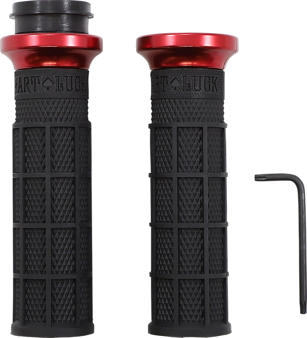 ODI Hart-Luck Signature V-Twin Lock-On* Grips - TBW - Black/Red V31HTW-BB-R