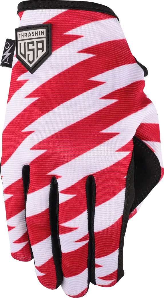THRASHIN SUPPLY CO. Stars & Bolts Stealth Gloves - Red/Blue - Medium SV1-12-09