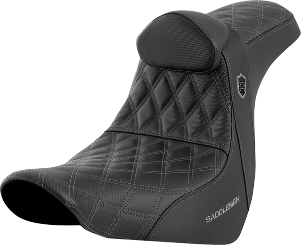 SADDLEMEN Pro Series SDC Performance Seat - w/ Backrest - Gray Stitch - FL/FX '18-'23 SC81829GRERT