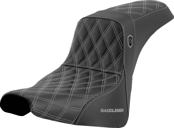 SADDLEMEN Pro Series SDC Performance Seat - w/o Backrest - Silver Stitch - FXBB/FXST '18-'23 SC81830SIL