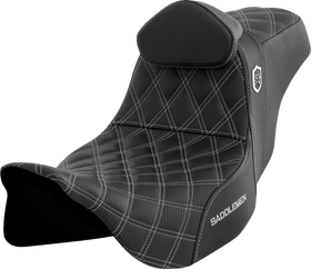 SADDLEMEN Pro Series SDC Performance Seat - w/ Backrest - Silver Stitch - FLH/FLT '08-'23 SC80807SILRT
