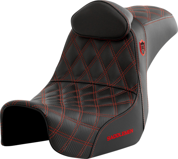 SADDLEMEN Pro Series SDC Performance Seat - w/ Backrest - Red Stitch - Dyna '06-'17 SC80604REDRT