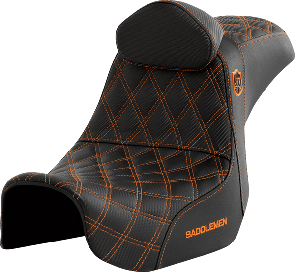 SADDLEMEN Pro Series SDC Performance Seat - w/ Backrest - Orange Stitch - Dyna '06-'17 SC80604ORART