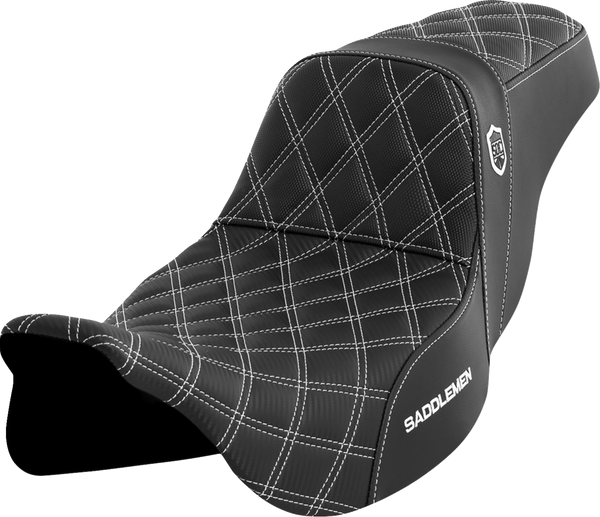 SADDLEMEN Pro Series SDC Performance Seat - w/o Backrest - White Stitch - FLH/FLT '08-'23 SC80807WHI