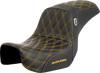 SADDLEMEN Pro Series SDC Performance Seat - Carbon Fiber/Lumbar Gripper - Gold Stitch - Dyna '06-'17 SC80604GOL