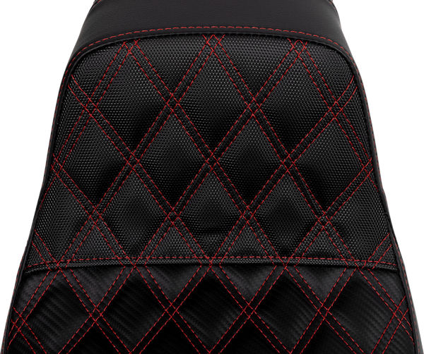 SADDLEMEN Pro Series SDC Performance Seat - Carbon Fiber/Lumbar Gripper - Red Stitch - Dyna '06-'17 SC80604RED