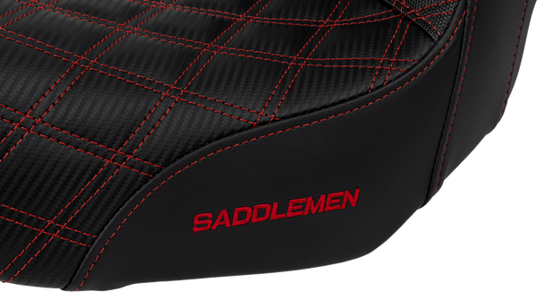 SADDLEMEN Pro Series SDC Performance Seat - Carbon Fiber/Lumbar Gripper - Red Stitch - Dyna '06-'17 SC80604RED