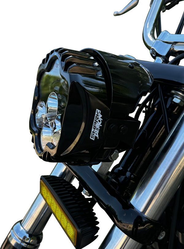CUSTOM DYNAMICS LED Headlight - Shark Demon? - Pedestal Mount SD2-PM-W