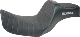 SLYFOX Highnoon Seat - Vinyl - Classic Stitch - Gray Logo - Dyna '12-'16 4694B-slyfox