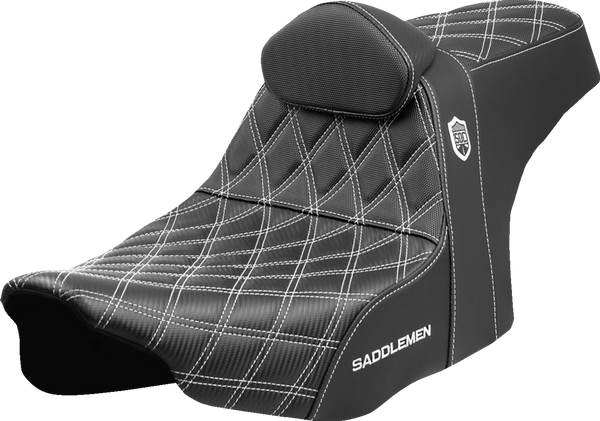 SADDLEMEN Pro Series SDC Performance Seat - White Stitching - w/ Backrest - FLT/FLH '23-'25 SC82307DB6