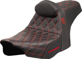 SADDLEMEN Pro Series SDC Performance Seat - Red Stitching - w/ Backrest - FLT/FLH '23-'25 SC82307DB4