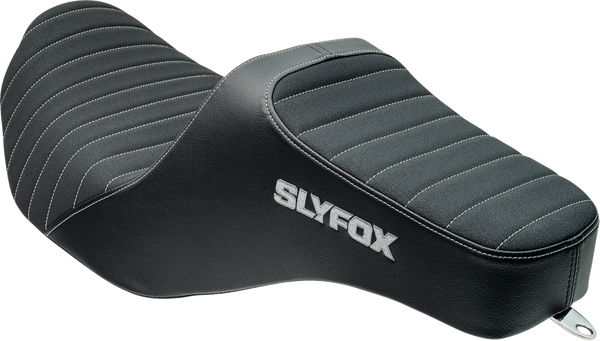 SLYFOX Highnoon Seat - Vinyl - Classic Stitch - Gray Logo - FLH/FLT '23-'24 4704B-SlyFox