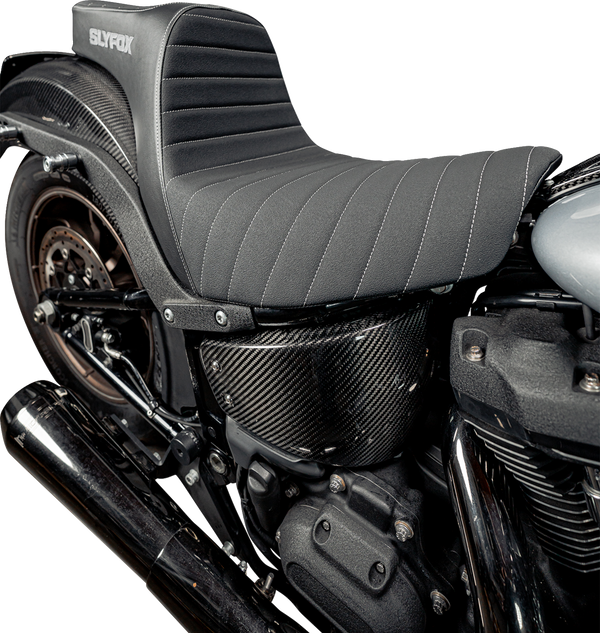 SLYFOX Highnoon Seat - Vinyl - Classic Stitch - Silver Logo - FL/FX '18-'24 4701B-slyfox