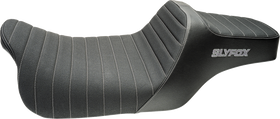 SLYFOX Highnoon Seat - Vinyl - Classic Stitch - Silver Logo - FLH/FLT '08-'24 4710B-SlyFox