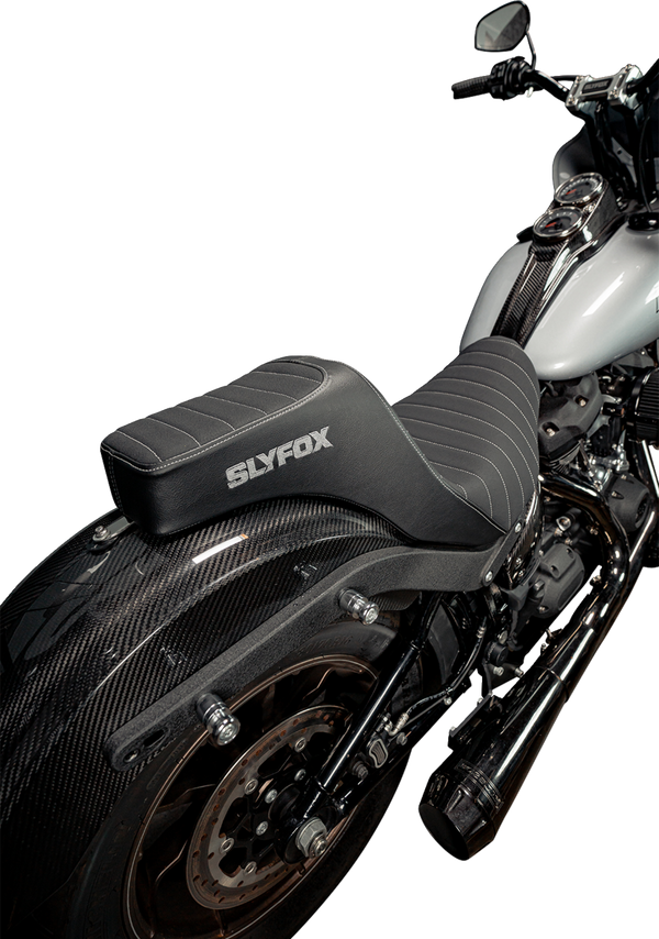 SLYFOX Highnoon Seat - Vinyl - Classic Stitch - Silver Logo - FL/FX '18-'24 4701B-slyfox