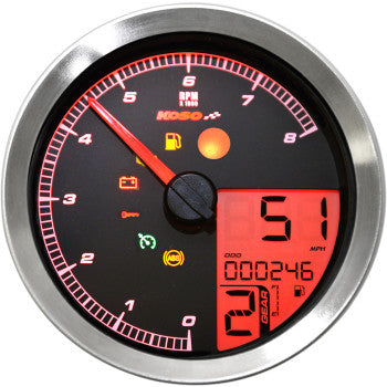 KOSO - HD-04 SPEEDOMETER/ TACHOMETER - SILVER BEZEL