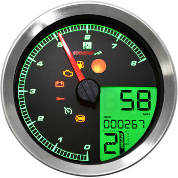 KOSO - HD-04 SPEEDOMETER/ TACHOMETER - SILVER BEZEL