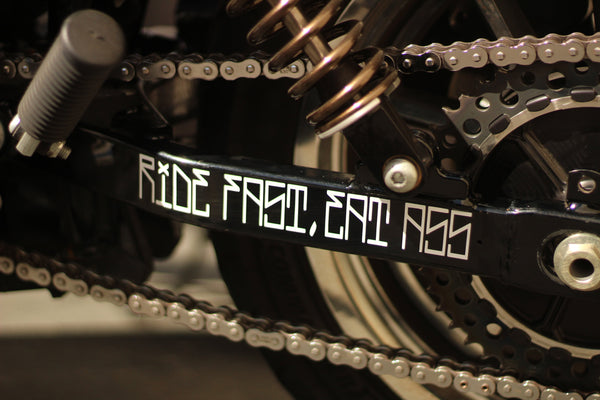 RIDE FAST, EAT ASS SWING ARM STICKER