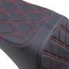 DRAG - PREDATOR III SEAT - BLACK SEAT, DOUBLE DIAMOND RED STITCHING - '06-17 SOFTAIL