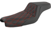 SADDLEMEN - STEP UP SEAT - 3.3 GALLON TANK - BLACK, RED LATTICE STITCH - '04-16 XL