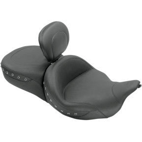 MUSTANG - SUPER TOURING SEAT W/ DRIVERS BACKREST - SMOOTH, BLACK STUDDED - '08-20 TOURING
