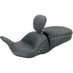 MUSTANG - LOWDOWN SEAT W/ DRIVERS BACKREST - STUDDED, CHROME - '08-20 TOURING