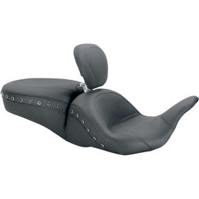 MUSTANG - LOWDOWN SEAT W/ DRIVER BACKREST - STUDDED,BLACK - '08-20 TOURING