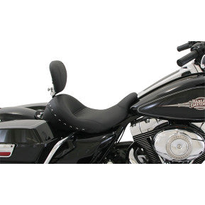 MUSTANG - LOWDOWN SOLO SEAT - WITH DRIVER BACKREST - BLACK STUDDED, VINYL - '09-20 TOURING