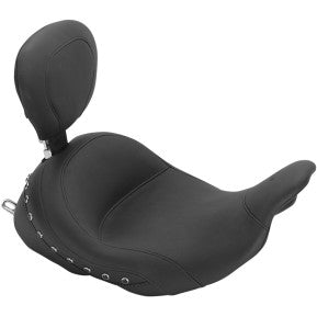 MUSTANG - LOWDOWN SOLO SEAT - WITH DRIVER BACKREST - BLACK STUDDED, VINYL - '09-20 TOURING
