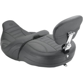 MUSTANG - ONE-PIECE VINTAGE TOURING SEAT - STANDARD W/ DRIVERS BACKREST AND PASSENGER BACKREST - '15-20 TOURING