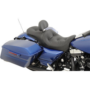 DRAG - BACKREST COMPATIBLE 2-UP LEATHER SEAT- PILLOW STITCHED - '08-'20 TOURING