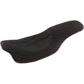 MUSTANG - REVERE JOURNEY ONE-PIECE SEAT - DIAMOND STITCH, RED THREAD - '08-20 TOURING